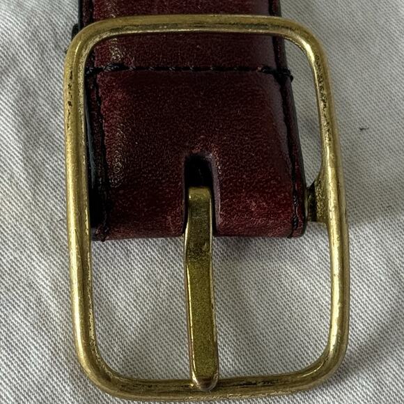 Vintage Men’s Leather Belt Solid Brass Buckle Brown 40 Unbranded Classic 90s - Picture 3 of 9
